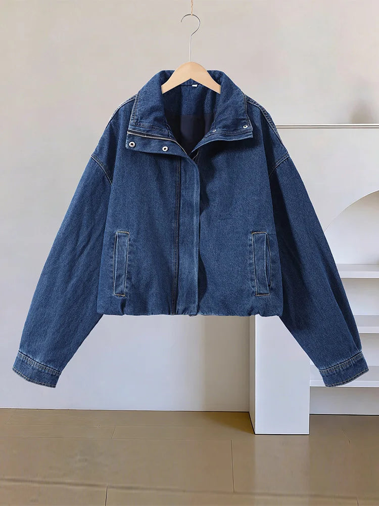 Stand Collar Single-Button Jacket