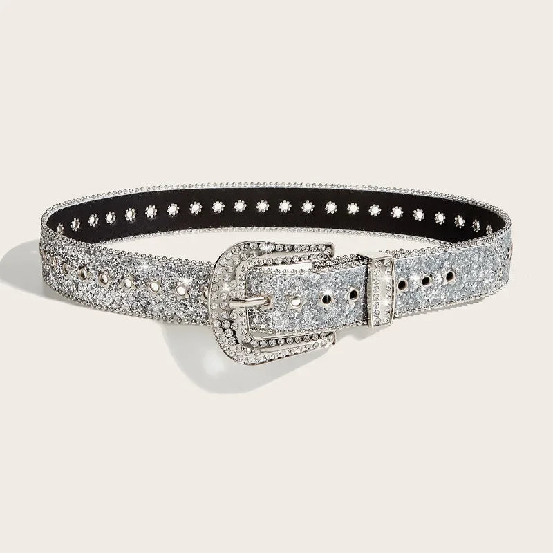 Rhinestone PU Belt