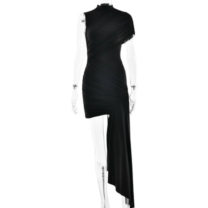 Irregular Pleated Mini Dress