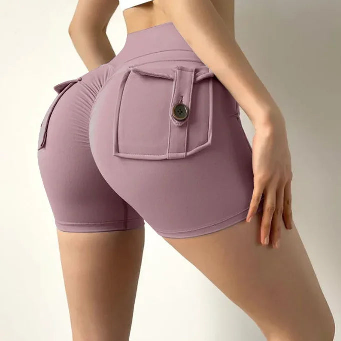 Nylon Ruched Waistband Shorts