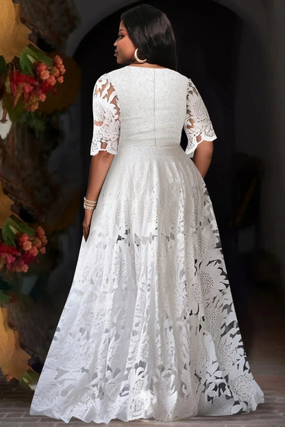 Lace V-Neck Wedding Maxi Dress