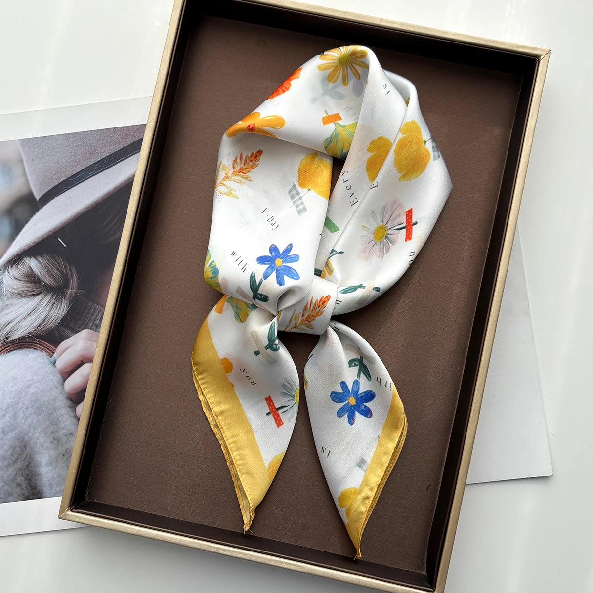 Floral Print Silk Shawl Scarf