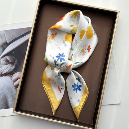 Floral Print Silk Shawl Scarf