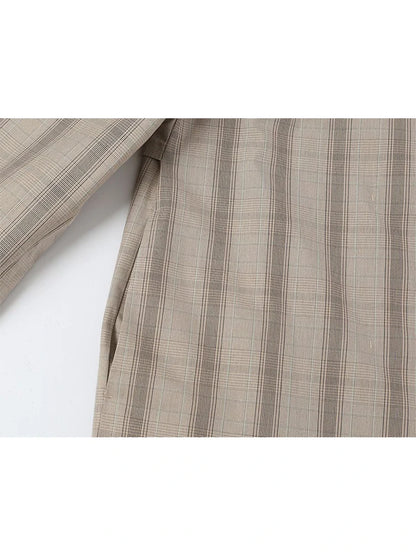 Plaid Single-Breasted Trench Coat