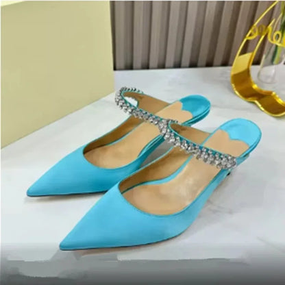 Silk Beaded Mule Sandals