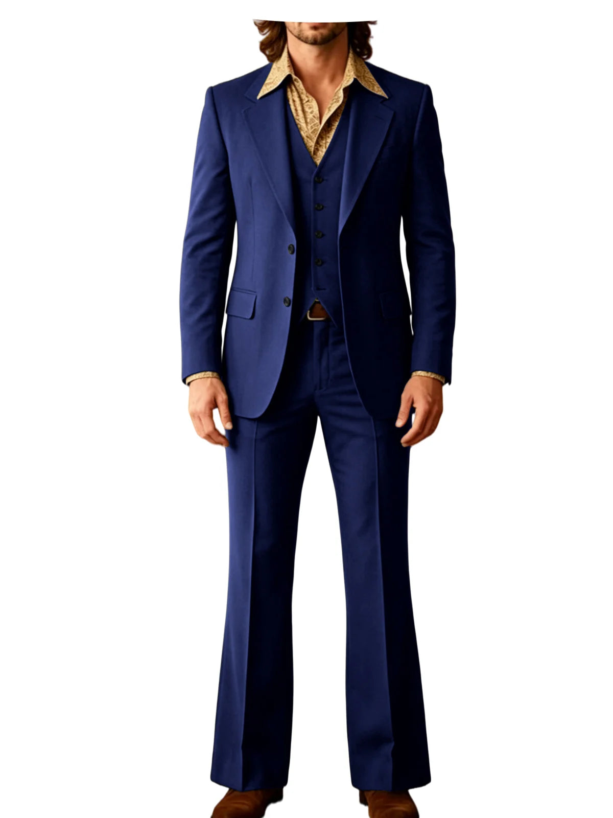 Retro Bell-Bottom Three-Piece Suit