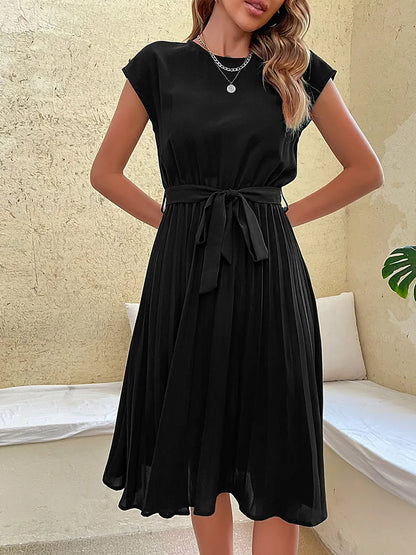 Pleated Flying-Sleeve Dress