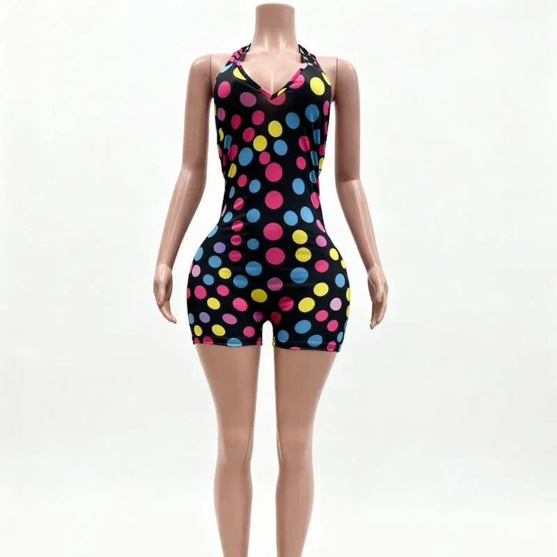 Polka Dot Halter Playsuit