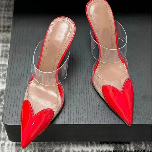 Transparent Heart Mules