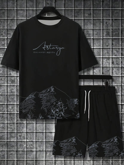 Casual T-Shirt Drawstring Shorts Set