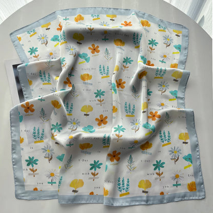 Floral Print Silk Shawl Scarf