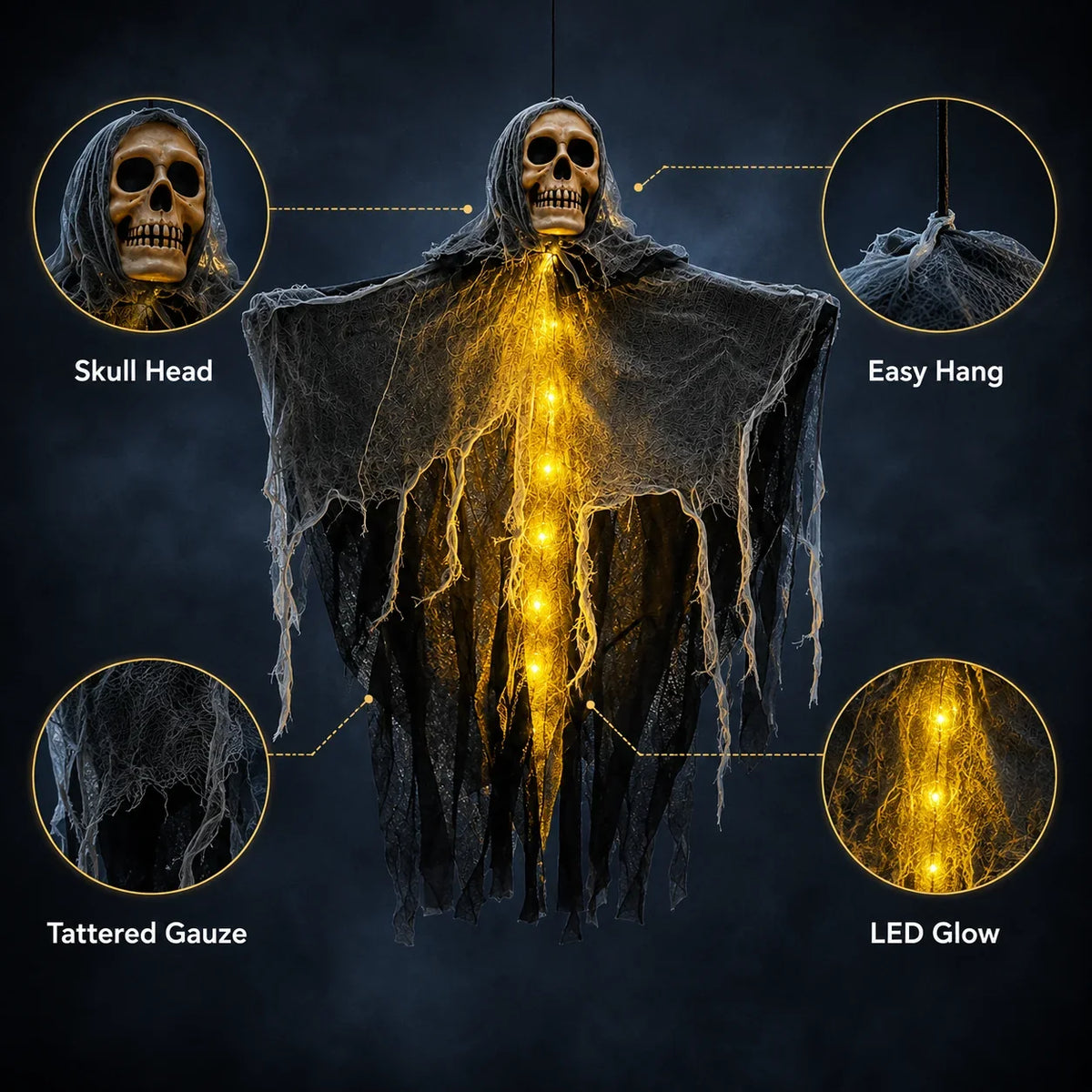 Hanging Ghost Skeleton Ornament