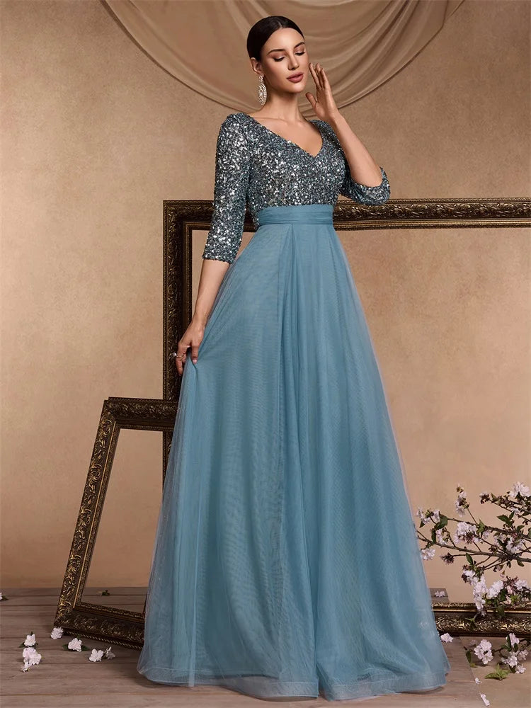 Tiered Sequin Gown