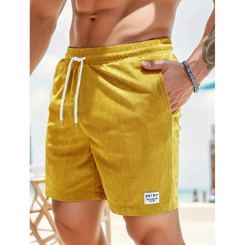 Corduroy Striped Textured Casual Shorts