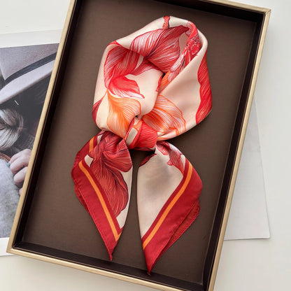 Floral Print Silk Hairband Scarf
