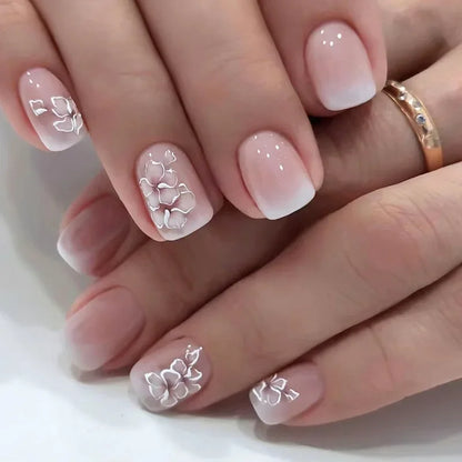 Pink Floral Press Nails