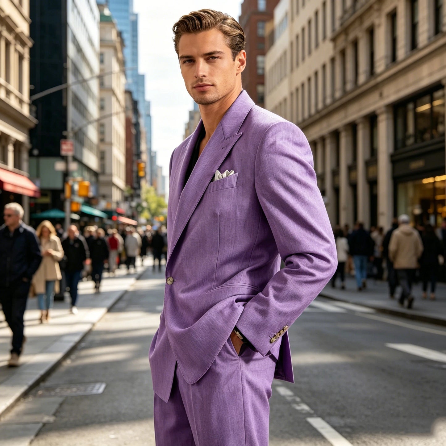 Linen Peak-Lapel Wedding Suit Set