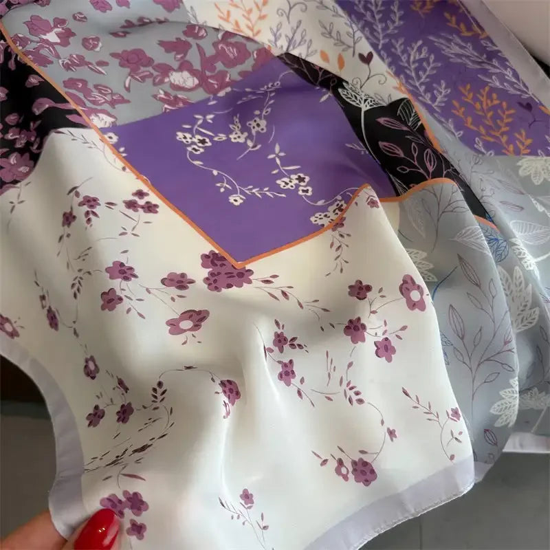 Satin Bandana Print Silk Scarf