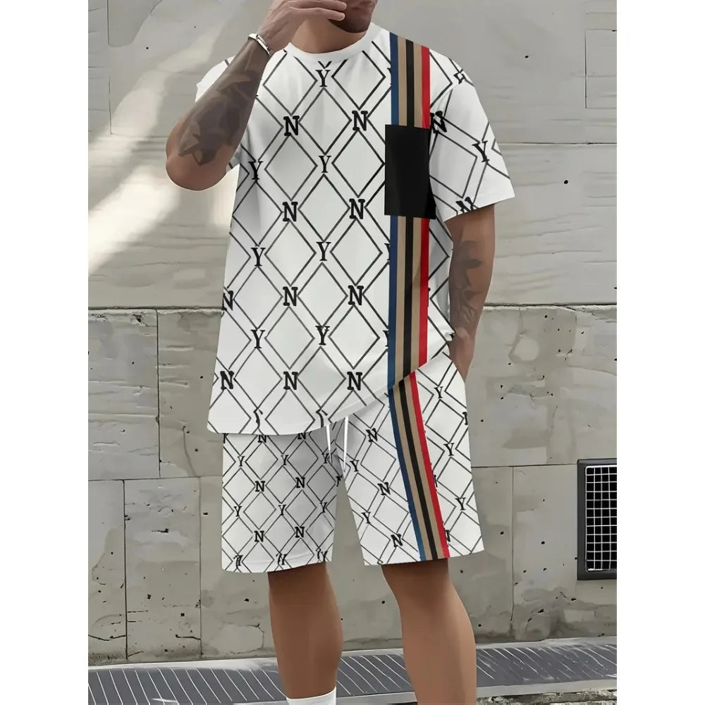 Letter Print T-Shirt Shorts Set