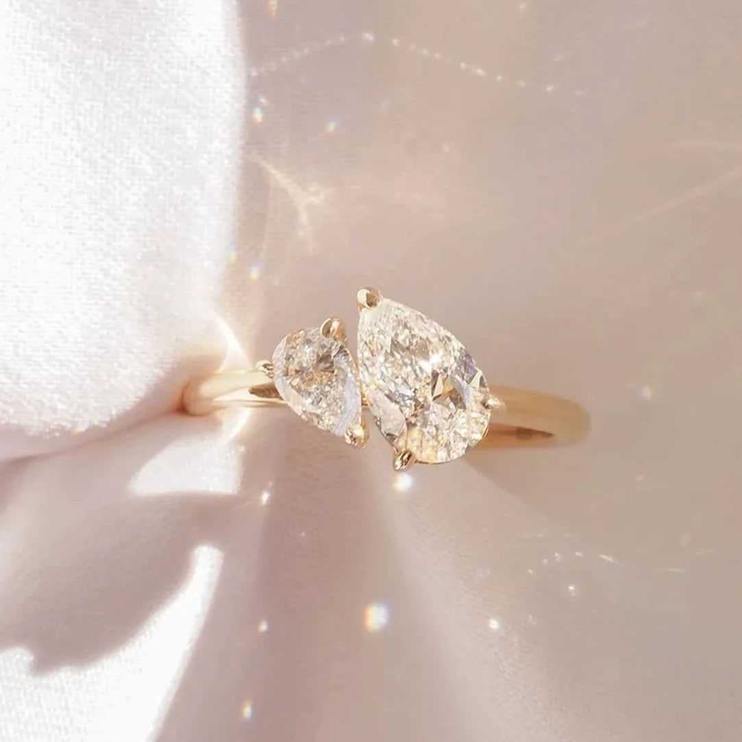 Water Drop Zircon Silver Ring
