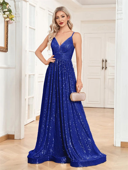 Sequin V-Neck  Mermaid Formal Wedding