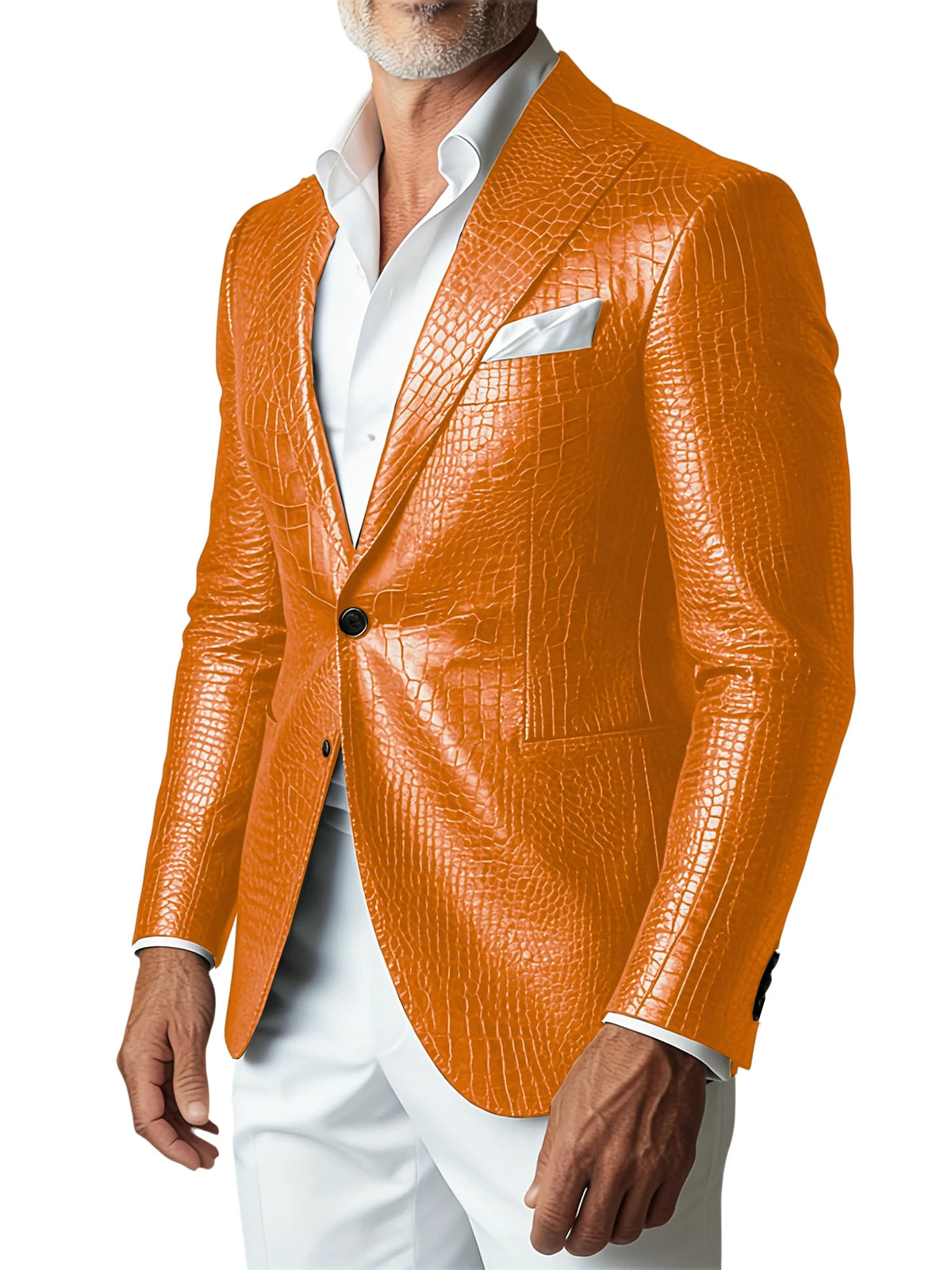 Crocodile PU Leather Suit Blazer