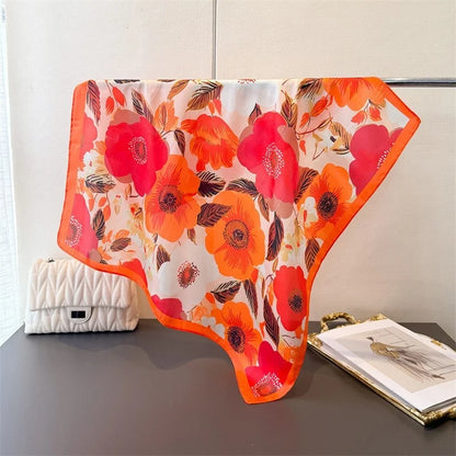 Pink Star Print Square Scarf