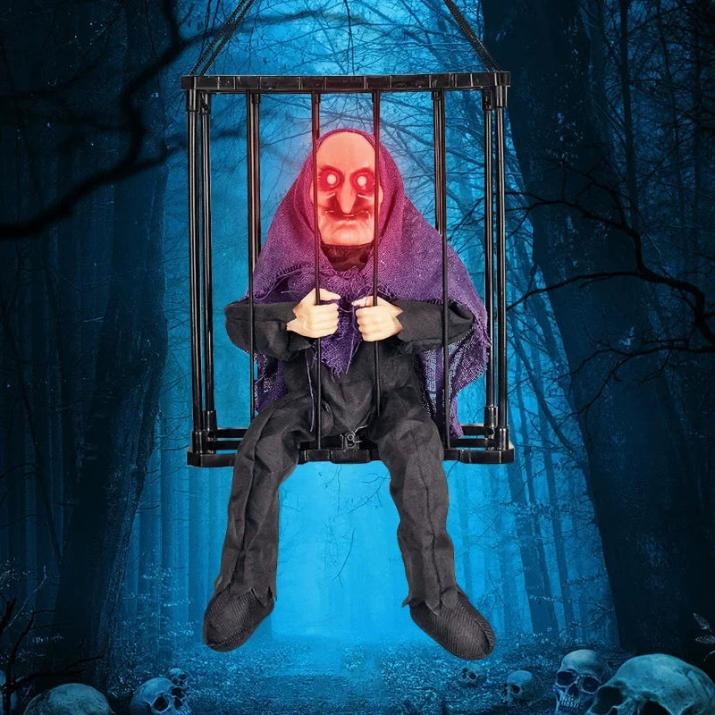 Animated Skeleton Prisoner Cage Prop