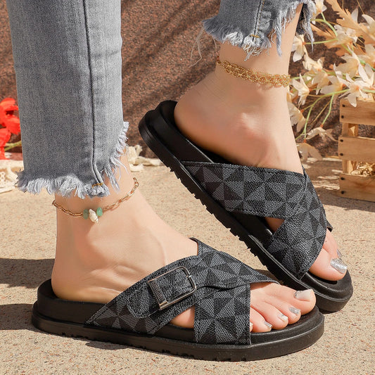 Platform Patchwork Slippers