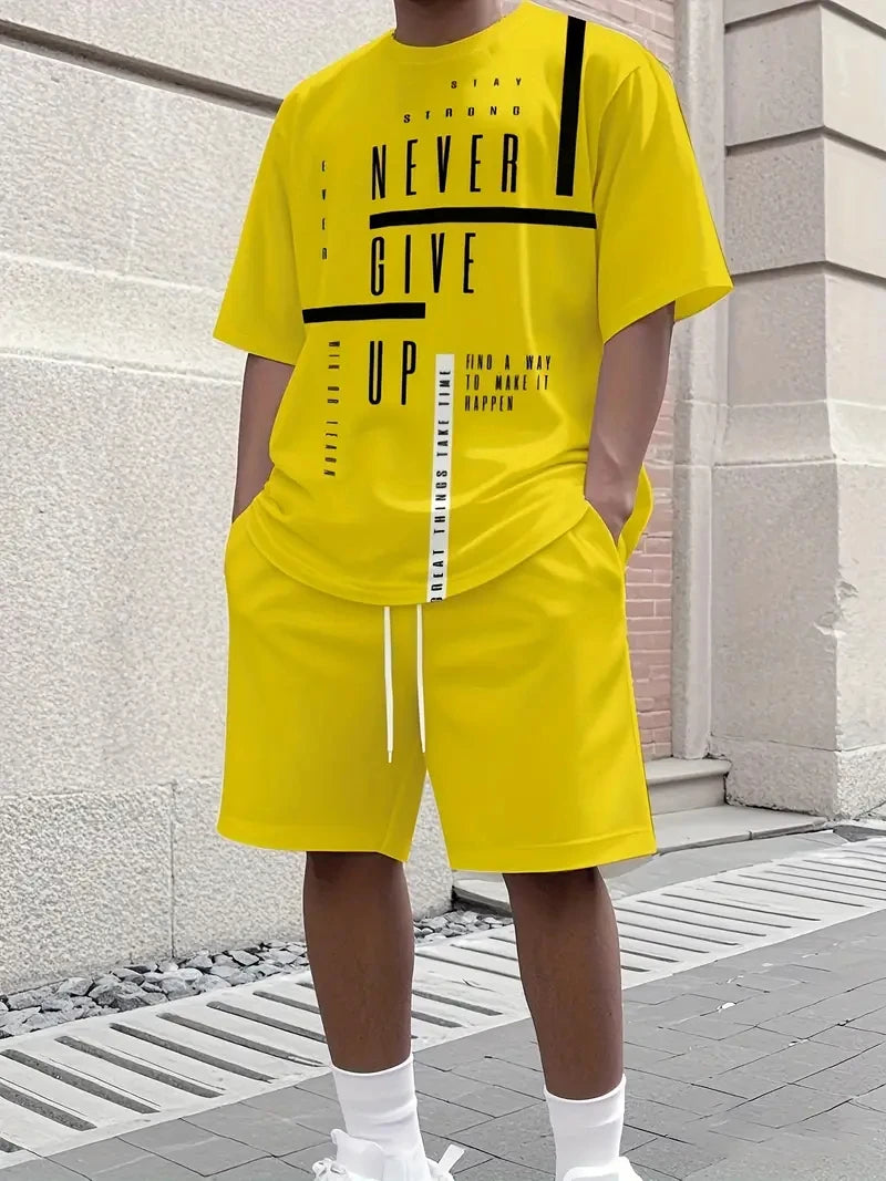 Letter Print T-Shirt Shorts Set