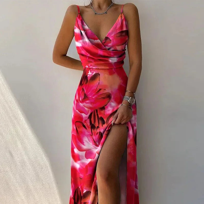 Summer V-Neck Print Camisole Dress