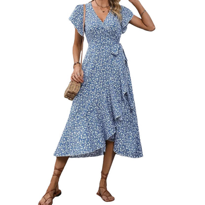 Floral Ruffle Wrap Dress
