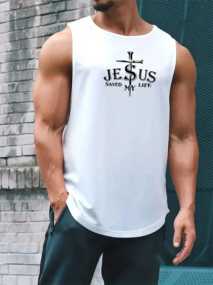 Cross Print Streetwear Tank Top