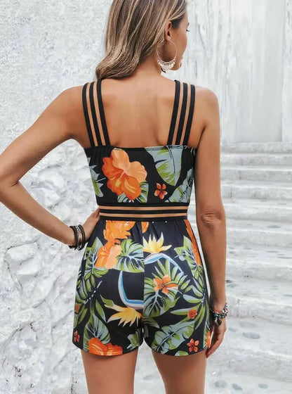 Floral Cross-Strap Romper