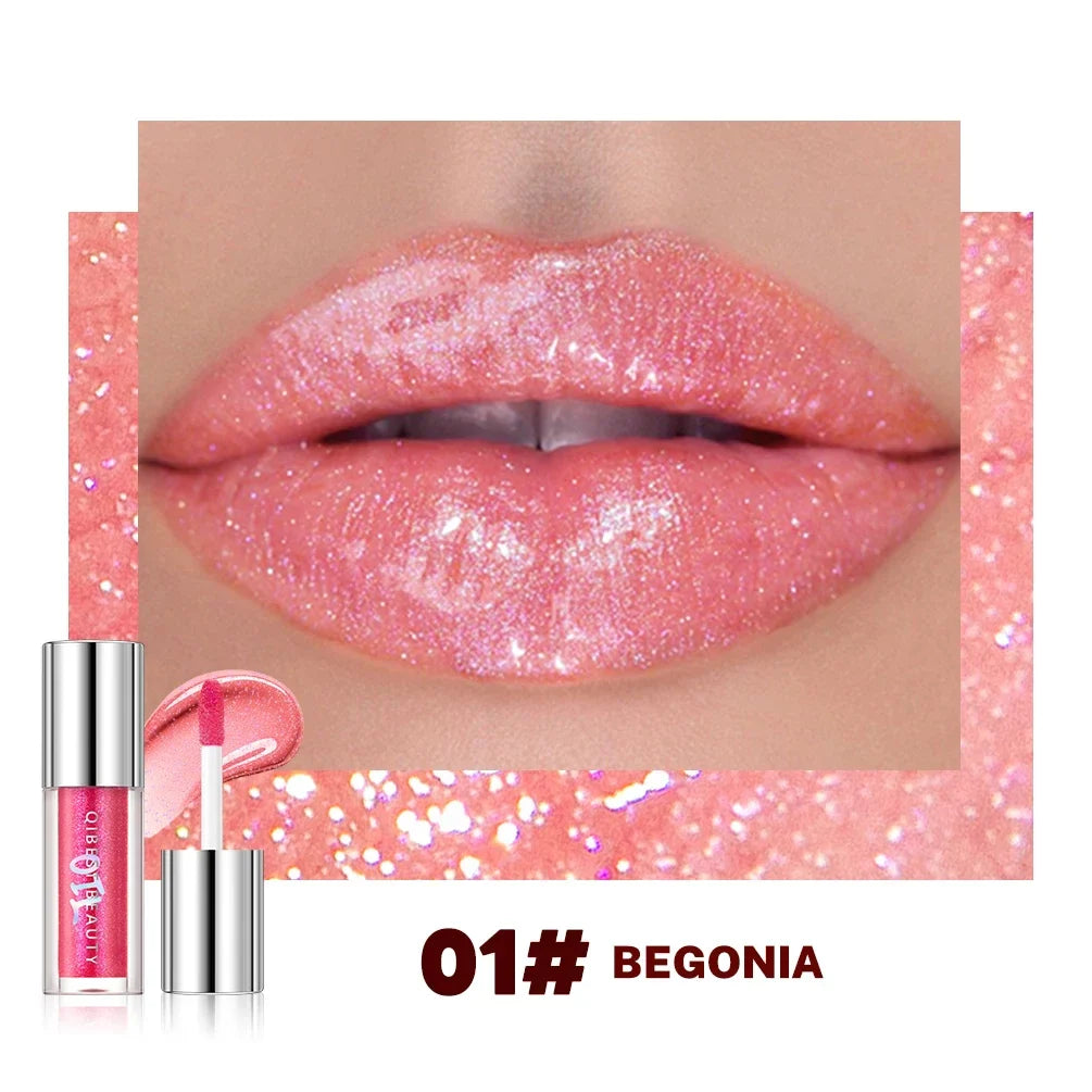 Qibest 8-Color Shimmer Glitter Lip Gloss