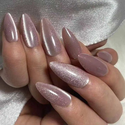 Almond Red Press Nails