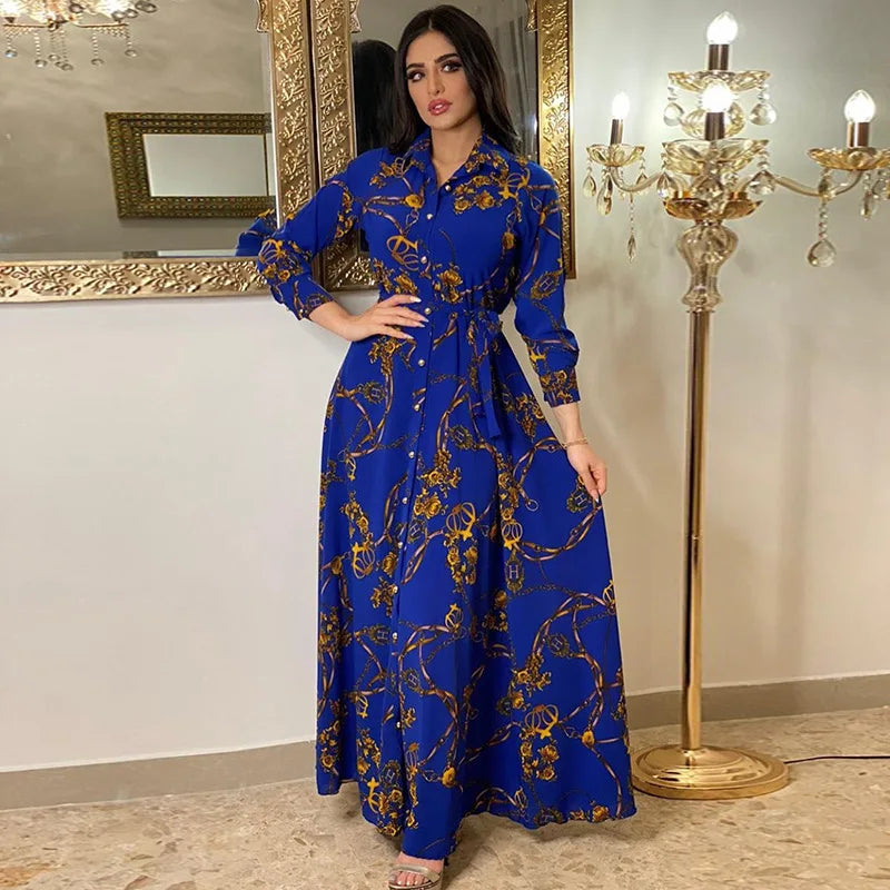 Elegant Autumn Winter Print Dress