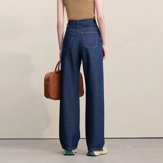 Amii Letter Embossed Jeans