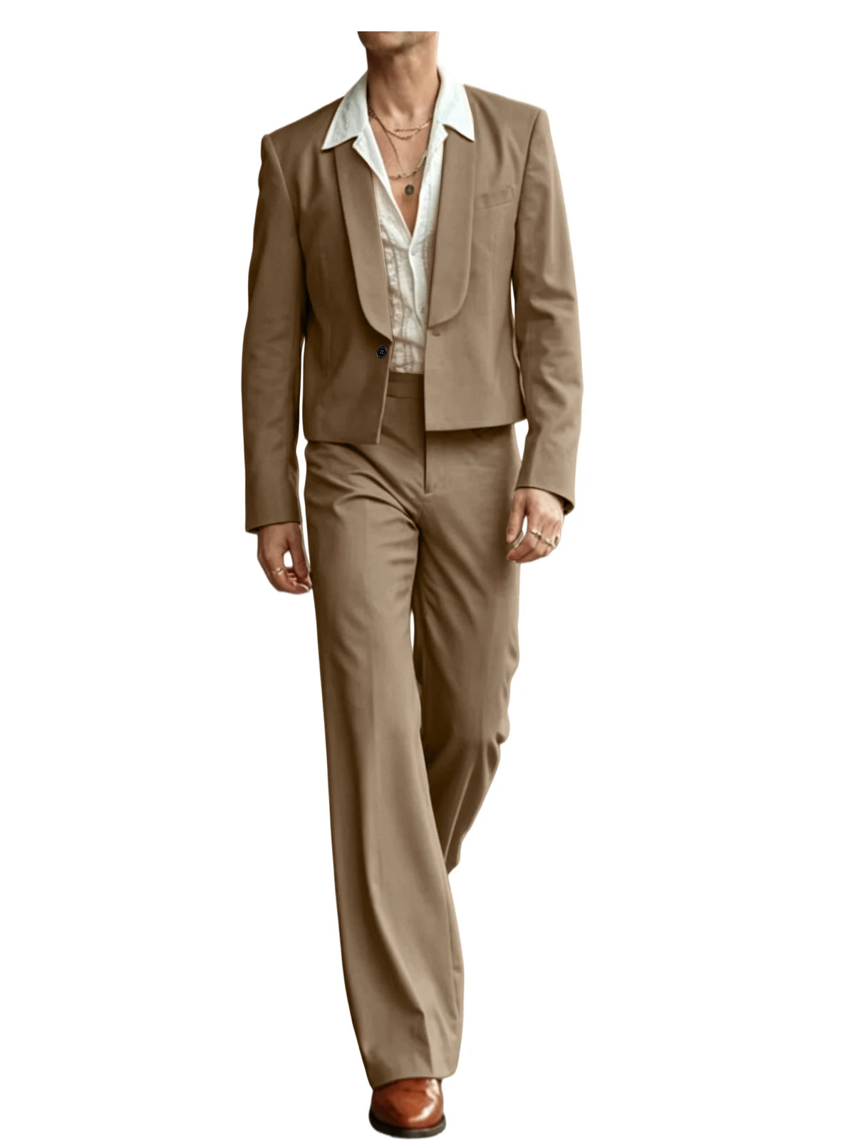 Cropped Blazer Flare Pants Tuxedo Set