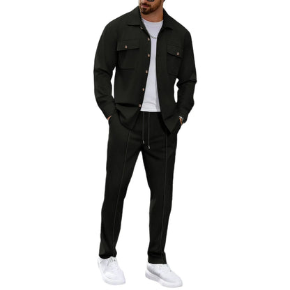 Waffle Long-Sleeve Cardigan Pants Set
