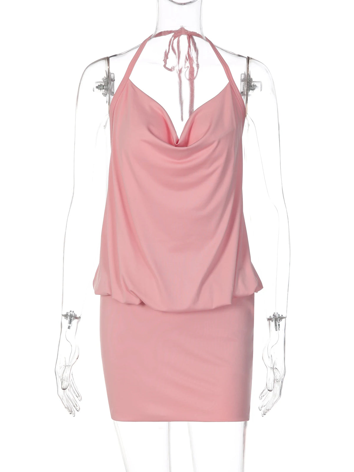 Halter Lace-Up Mini Dress