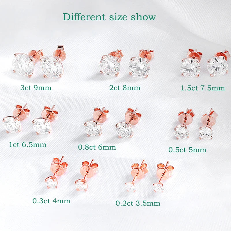 18K Plated 0.1-3CT Moissanite Stud Earrings