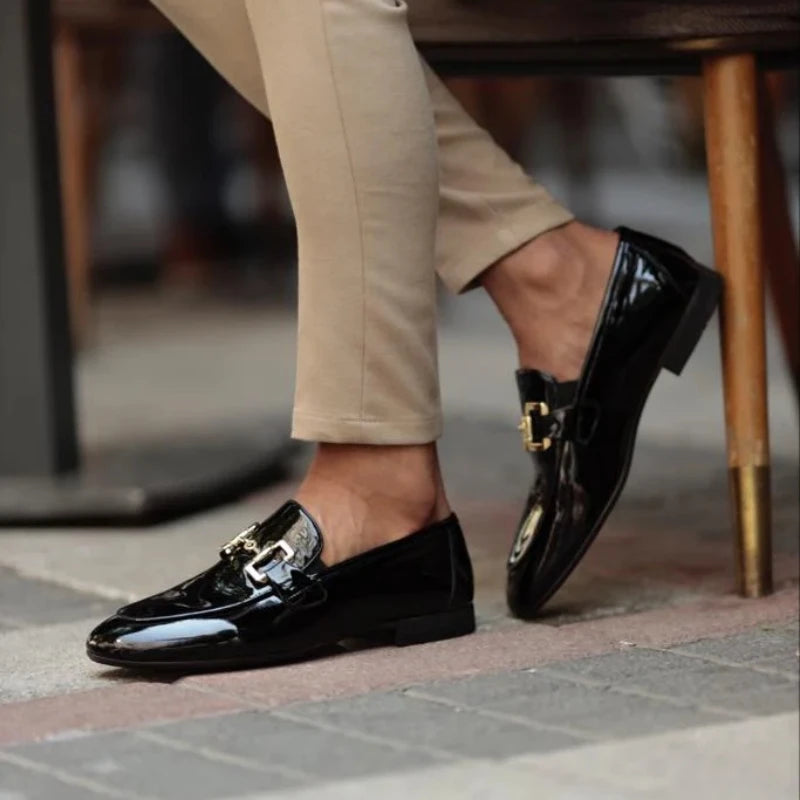 Black PU Leather Slip-on Loafers