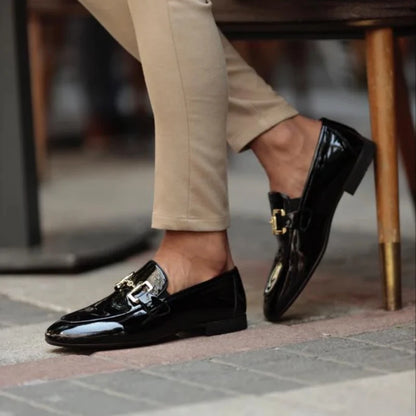 Black PU Leather Slip-on Loafers