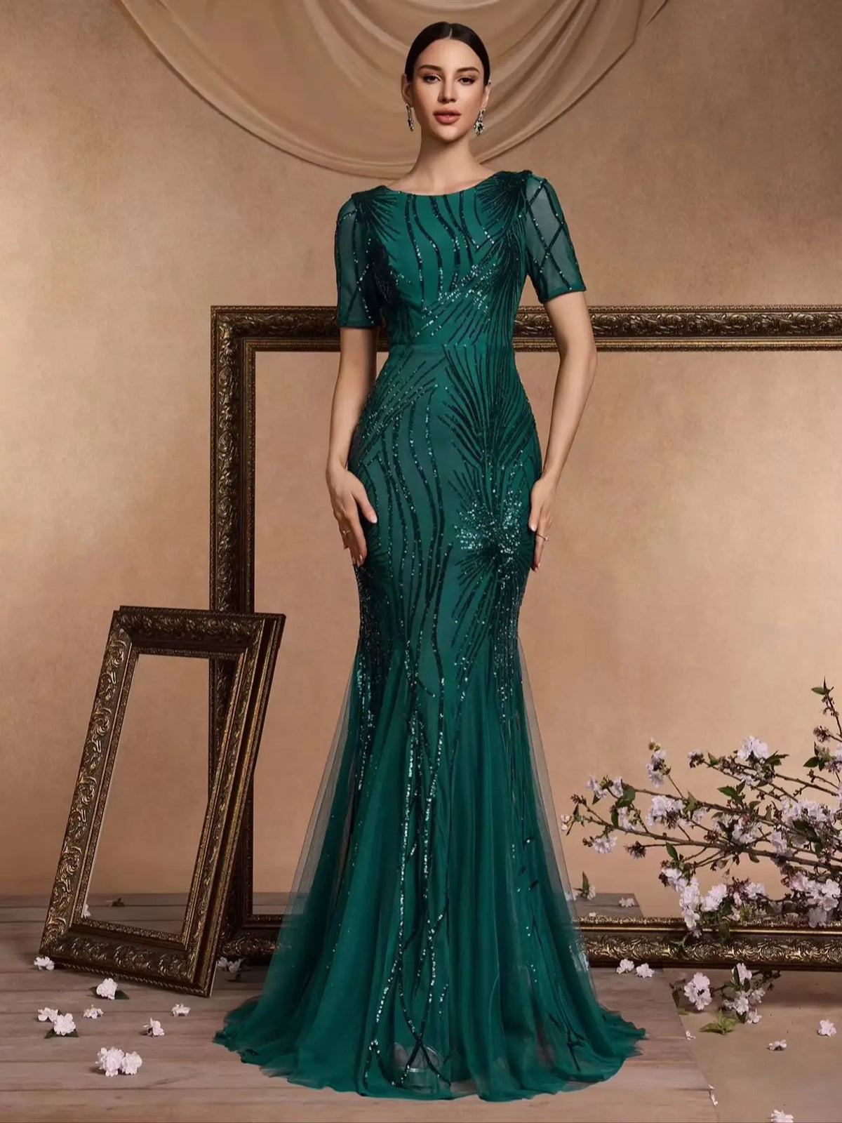 Sequin Mermaid Evening Gown