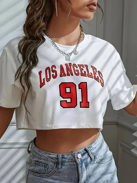 Graphic Print Sports Crop Tee
