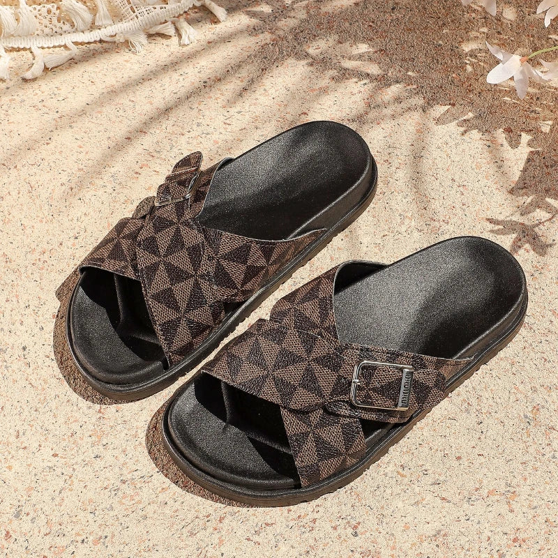Platform Patchwork Slippers
