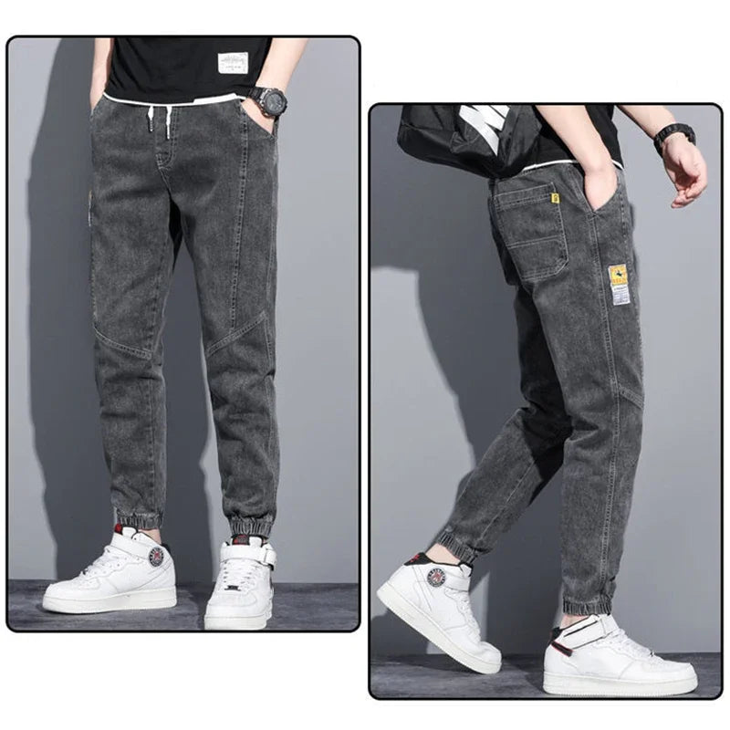 Elastic Harem Cargo Denim Joggers