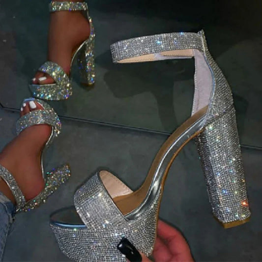 Rhinestone Platform Sandals