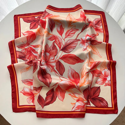 Floral Print Silk Hairband Scarf
